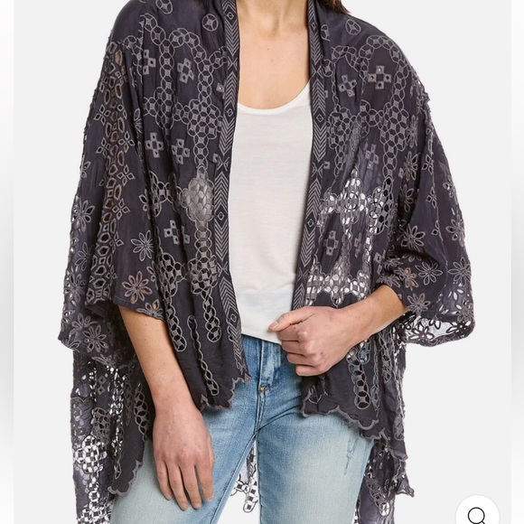 Johnny Was NWT Baez Salacia Open Eyelet Embroidered Boho Kimono Sz small - Picture 5 of 9